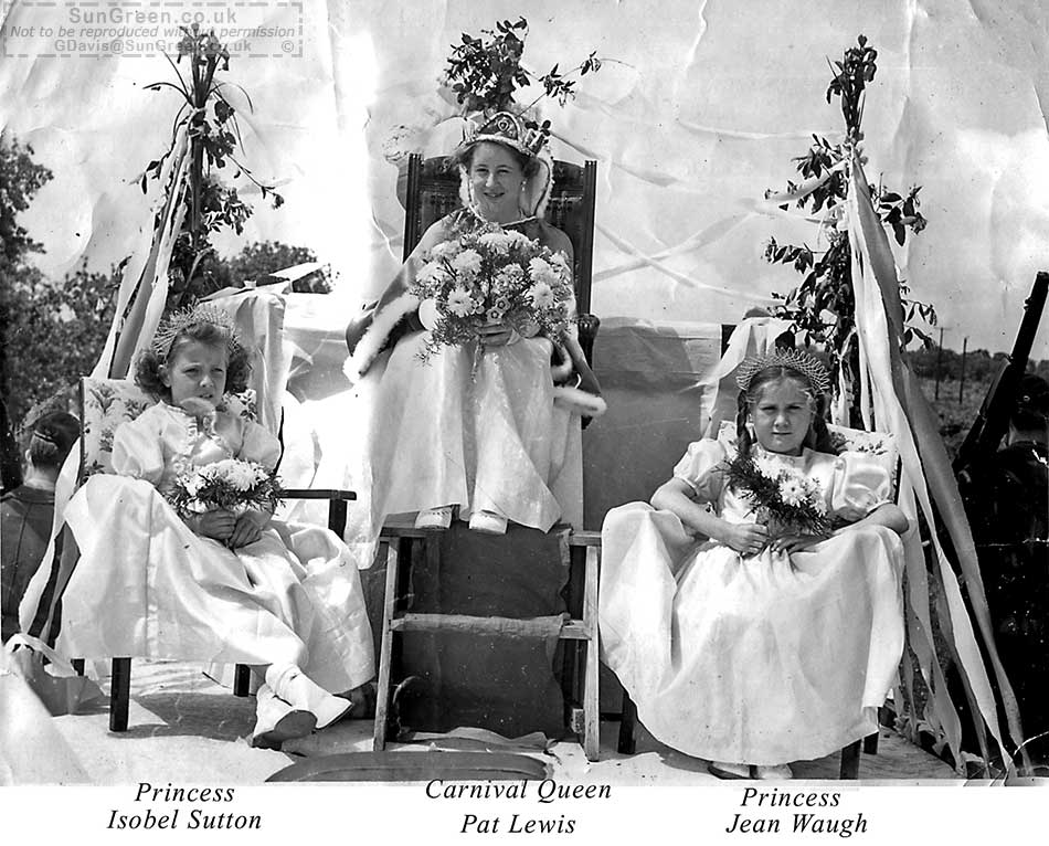 An old photo of Clements End carnival queen and princess