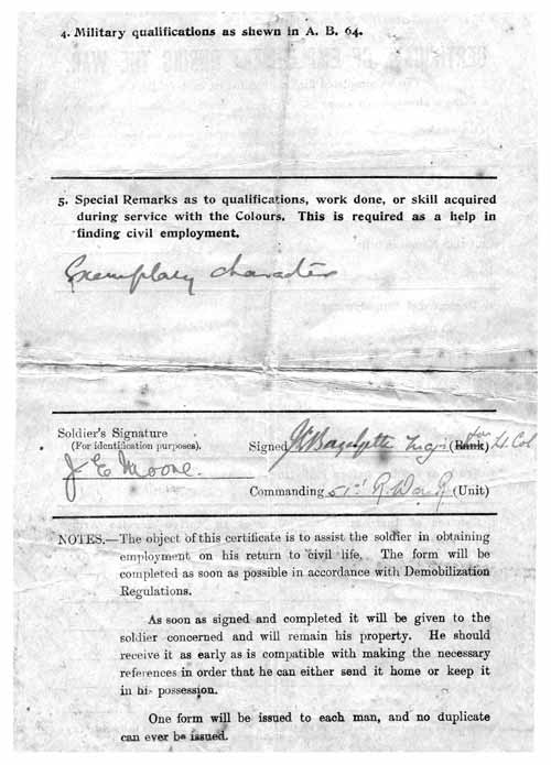 War Service Certificate