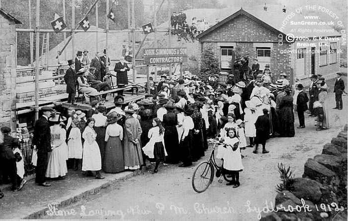 Lydbrook, Stone Laying new Primitive Methodist Church 1912 (51k)
