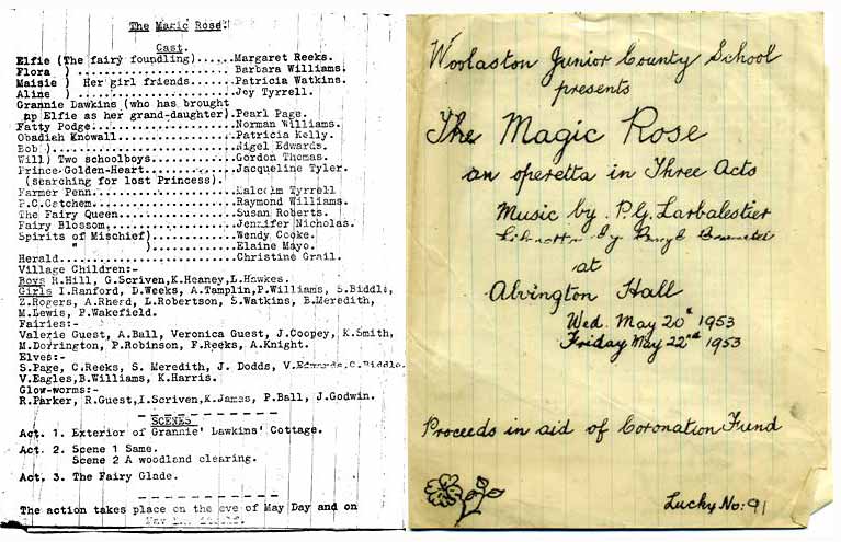 image: the programme and cast of The Magic Rose