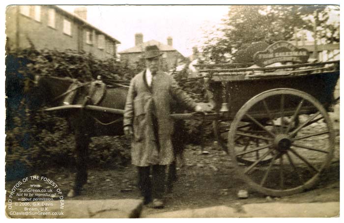 Image: Mr Luker of Whitecroft with his fish delivery cart (43k)