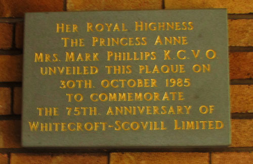 A stone plaque unveiled by Princess Anne in 1985