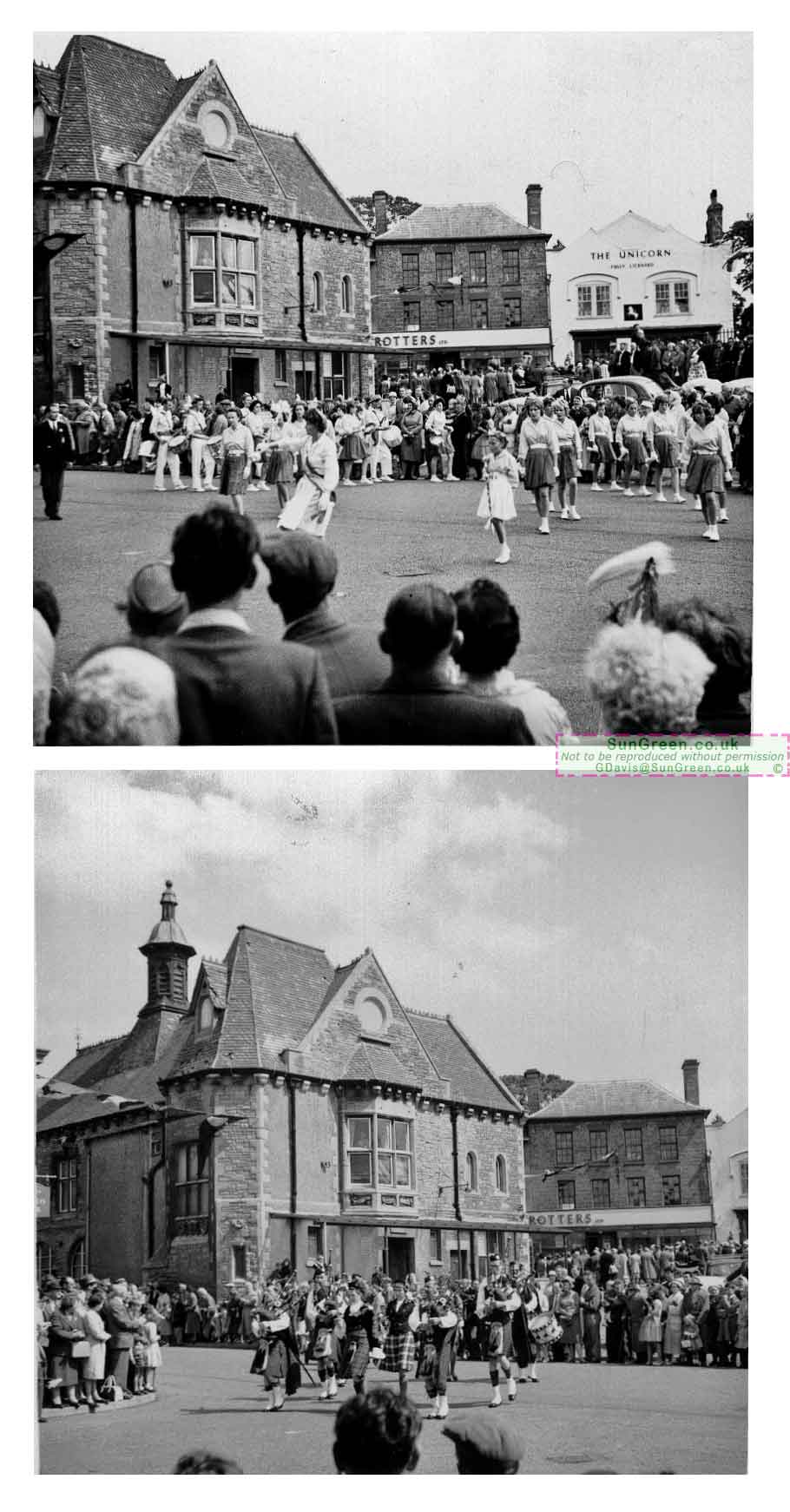 Two photos taken at Coleford Carnival in 1961