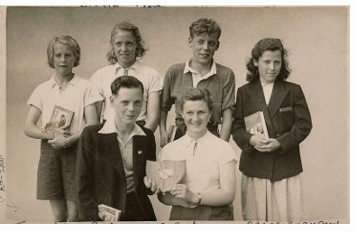 A photo of sports awards being presented in Coleford in 1952