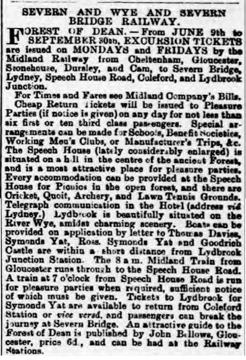 Ad for Severn and Wye railway excursions